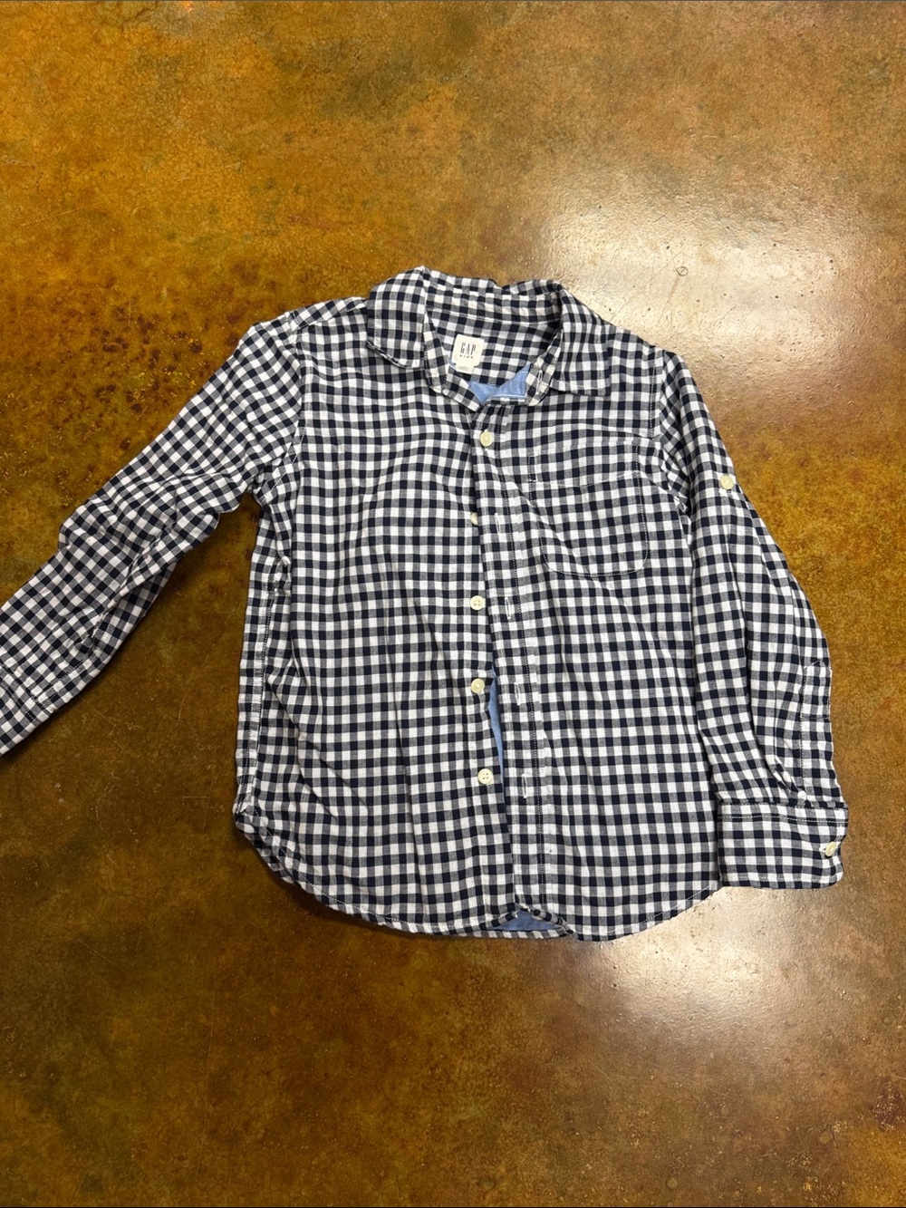 Gap Kids Navy & White Gingham Button-Up Shirt